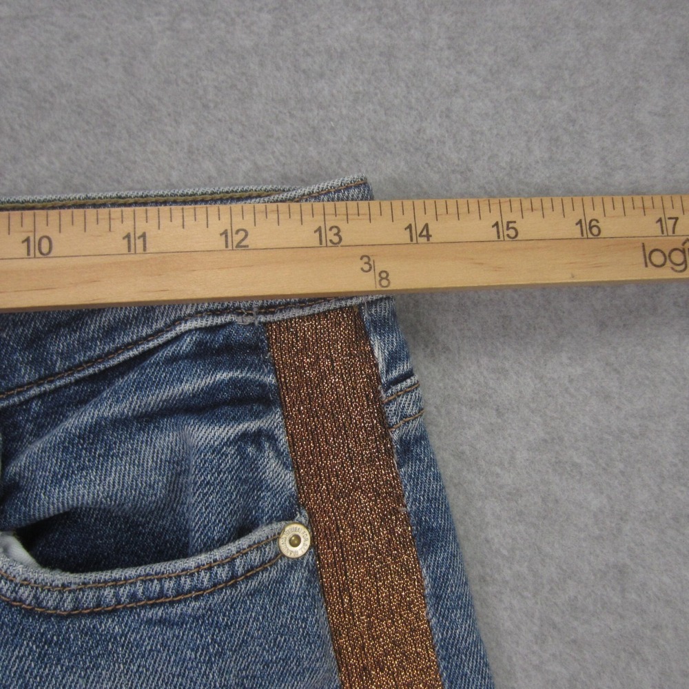7 For All Mankind Luxe Vintage Jeans Womens 27 High Waist Lurex Stripe Ankle - Picture 9 of 16